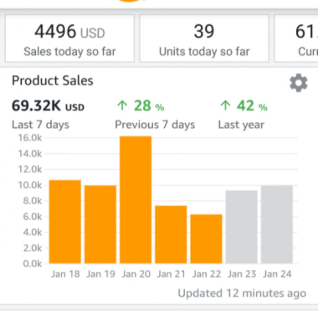 צילום מסך Amazon Seller המציג Product Sales לתלמיד